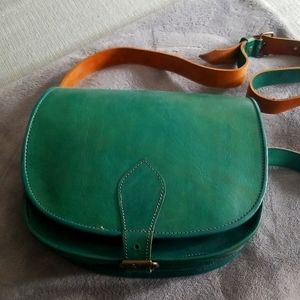 Handmade leather crossbody bag from Morocco
